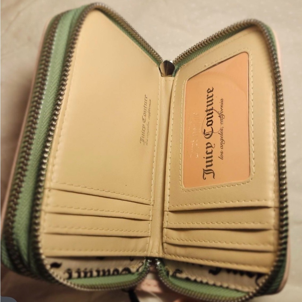 Juicy Couture Green and Pink Embroidered small shoulder bag & Zip Wallet Set - Picture 9 of 9